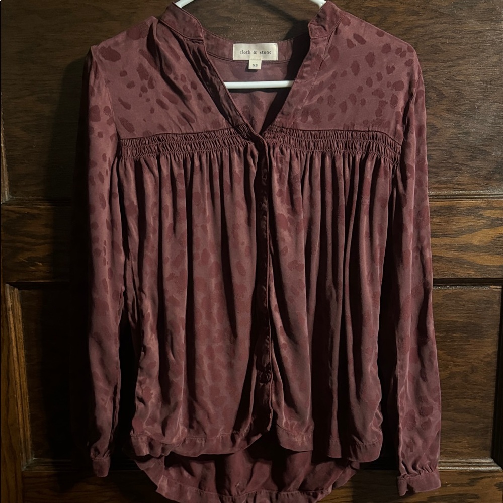 Cloth & Stone Maroon Patterned Blouse